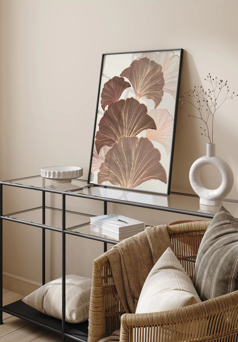 Czekoladowy Miłorząb Lewy Rose Gold Plakat 50x70cm